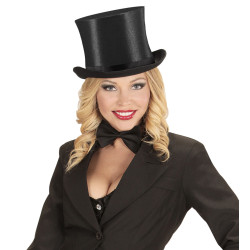 Vysoký saténový cylindrický klobúk